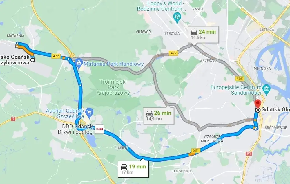 Ile kosztuje taxi z lotniska w Gdańsku na dworzec PKP? Sprawdź ceny!